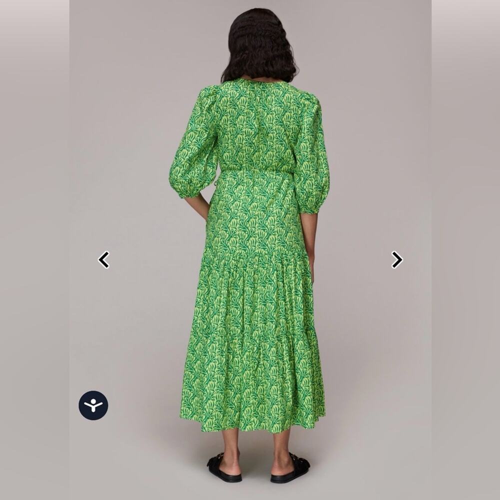 Whistles Green Climbing Vine Trapeze Midi Dress Size Large - Picture 2 of 12